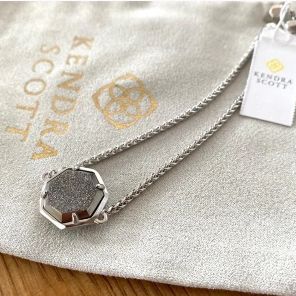 NEW Kendra Scott rhodium druzy adjustable bracelet